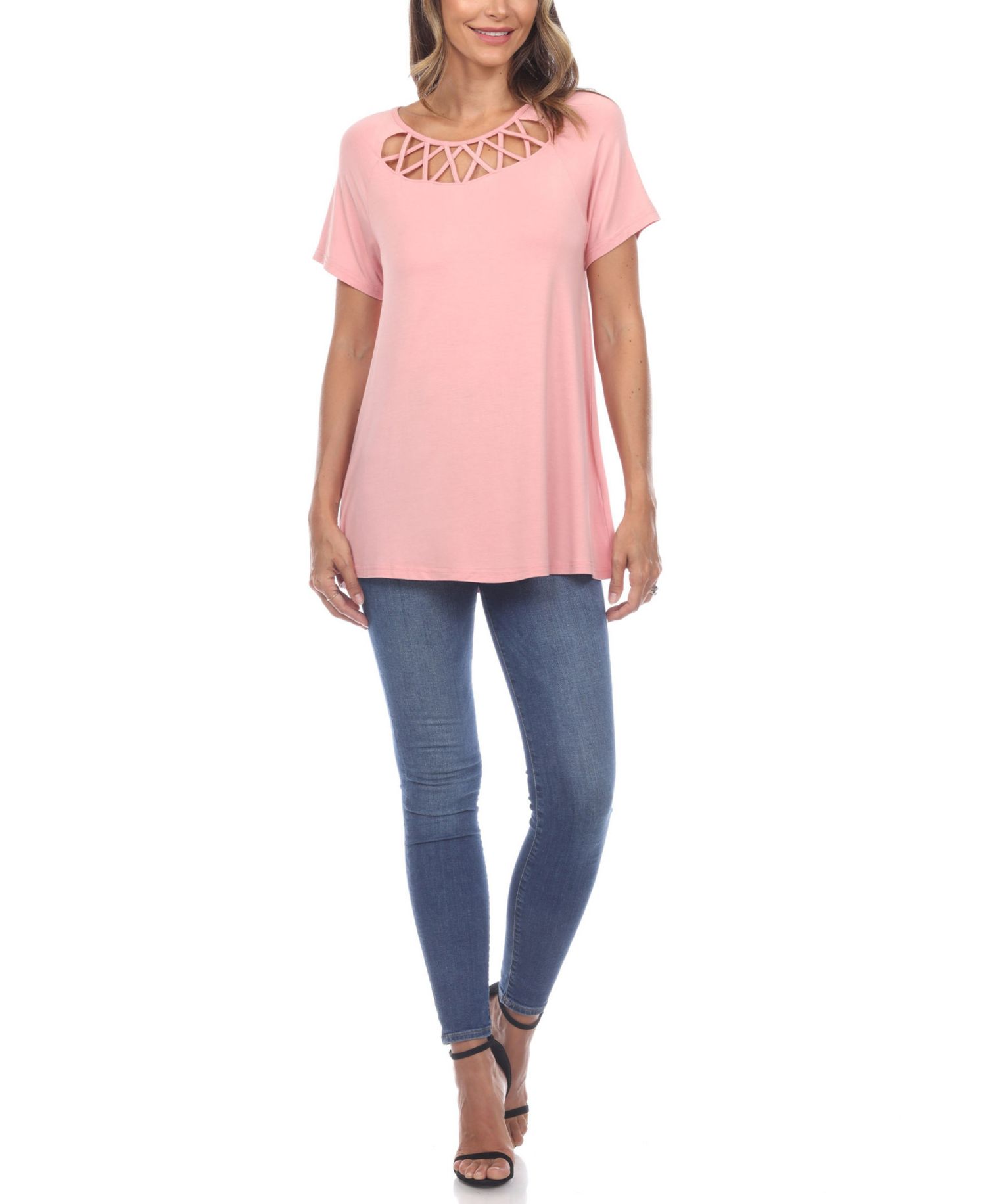 Plus Size Crisscross Cutout Short Sleeve Top