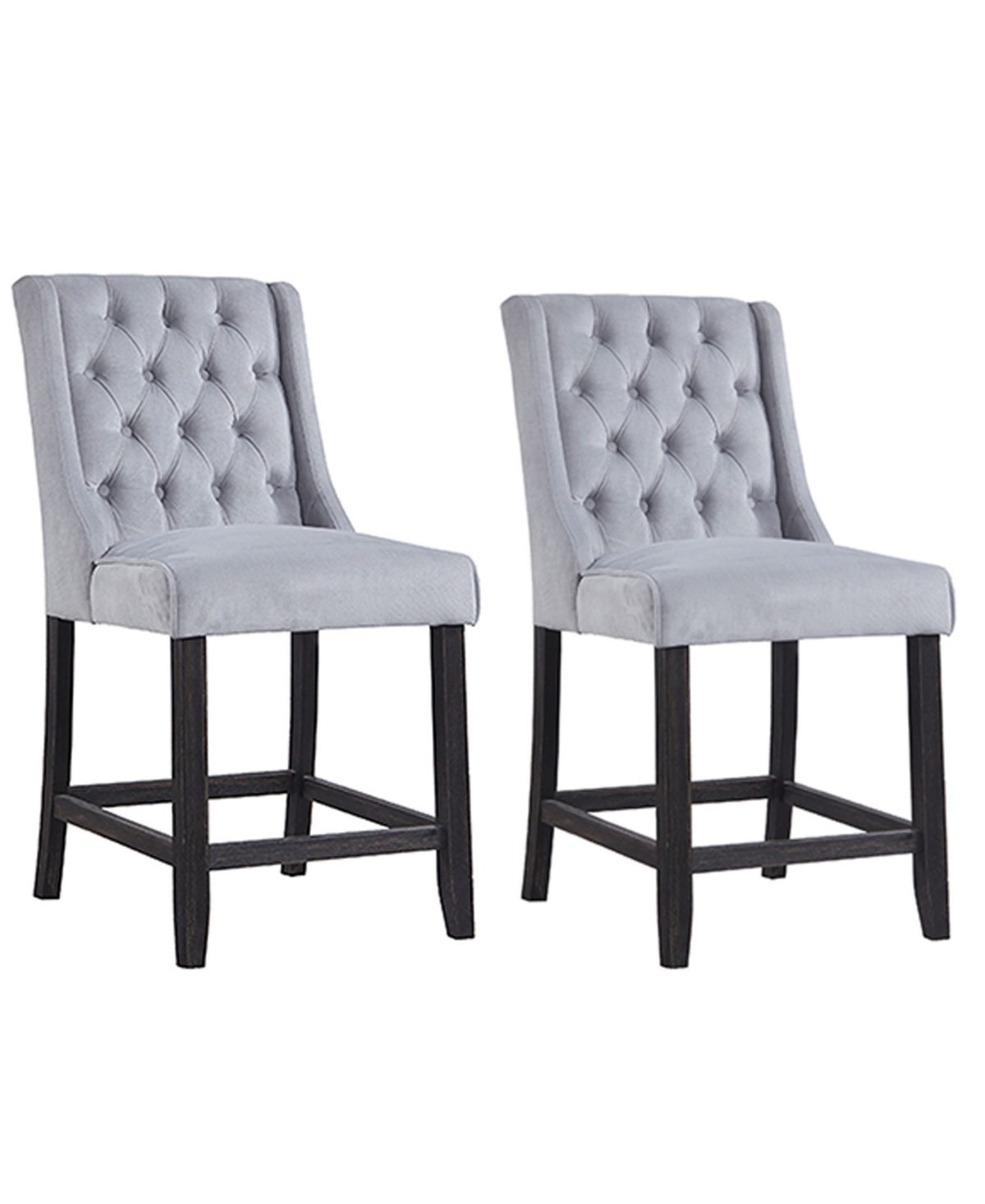 Best Master Furniture Newport Upholstered Bar Chairs With Tufted Back, Set Of 2 In Gray