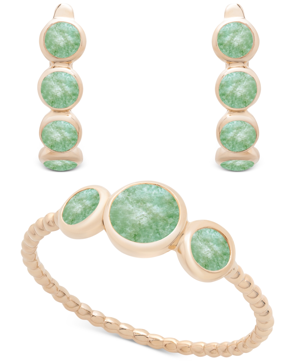 Onyx Leverback Hoop Earrings in 14k Gold-Plated Sterling Silver (Also Dyed Green - Jade