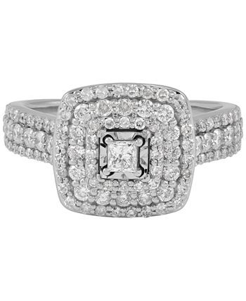 Macy's - Diamond Princess Multi-Halo Engagement Ring (1 ct. t.w.) in 14k White Gold