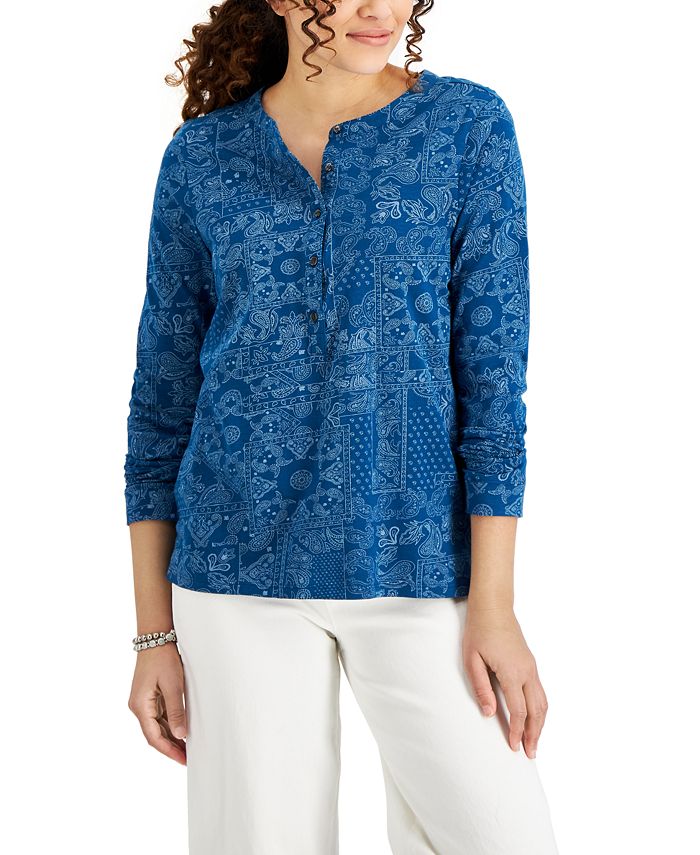 Style & Co Cotton Crewneck Top, Created for Macy's - Macy's
