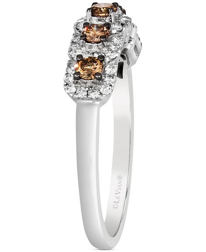Le Vian - Chocolate Diamond (1/3 ct. t.w.) & Nude Diamond (1/4 ct. t.w.) Halo Statement Ring in 14k White Gold