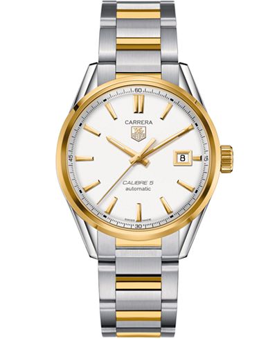 TAG Heuer Men's Swiss Automatic Carrera Calibre 5 Two-Tone Stainless Steel Bracelet Watch 39mm WAR215B.BD0783