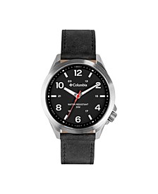 Unisex Crestview Stainless Analog Black Leather Strap Watch, 42mm