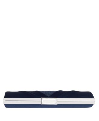 Women's Pleated Stain Crystal Frame Clutch