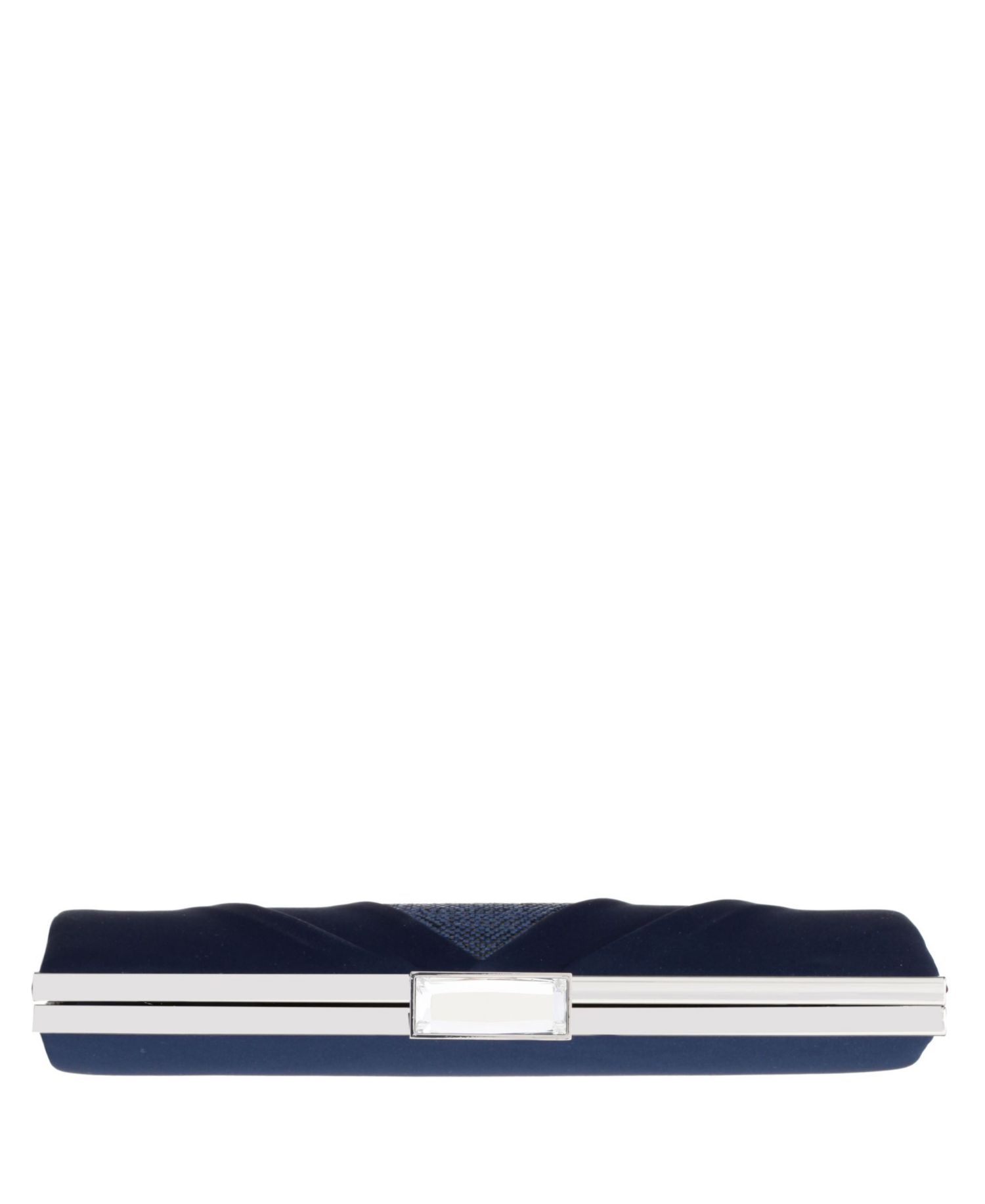 Women's Pleated Stain Crystal Frame Clutch