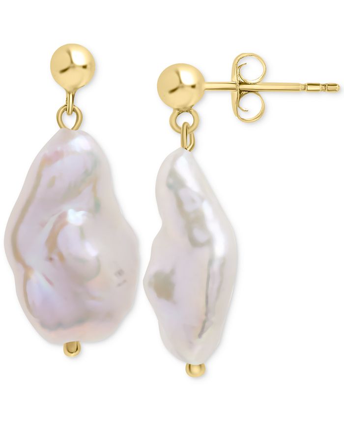 Macy's - Cultured Freshwater Baroque Pearl (13-15mm) Drop Earrings in 14k Gold-Plated Sterling Silver