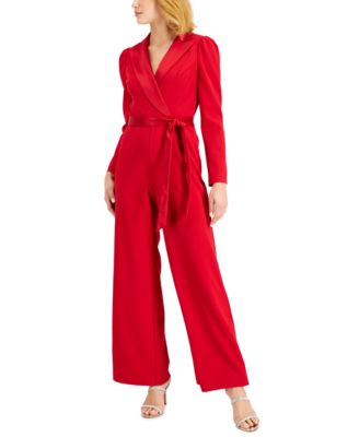Adrianna Papell - Notched-Collar Belted Jumpsuit