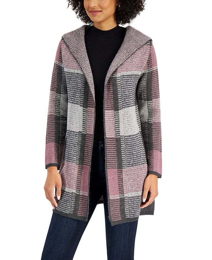 Charter club plaid cardigan sweater top coat