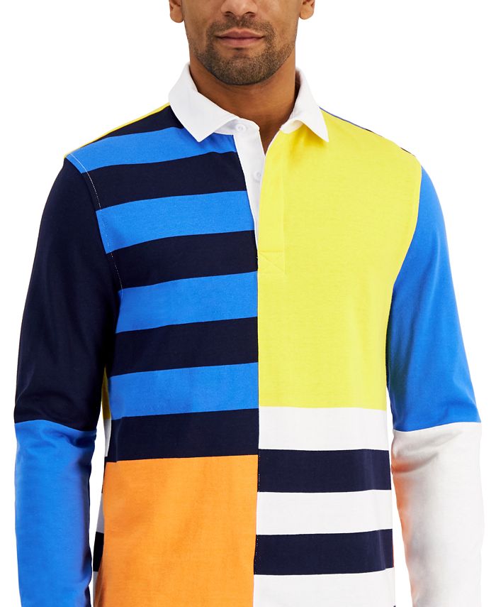 Club Room Men's RegularFit Colorblocked Stripe Rugby Shirt, Created