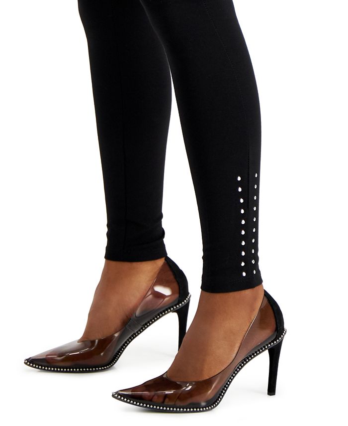 Bar Iii Women's Stud Slit Ponte-Knit Leggings, Created for Macy's