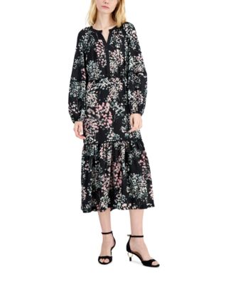 Alfani - Printed Peasant Midi Dress
