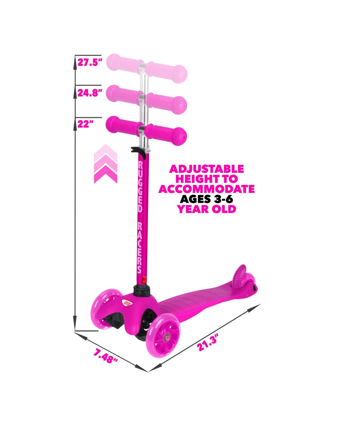 Shop Rugged Racers Mini Scooter With Adjustable Height And Led Wheels In Pink