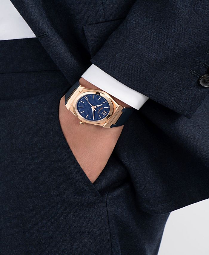 Salvatore Ferragamo - Men's Swiss Vega Blue Leather Strap Watch 40mm