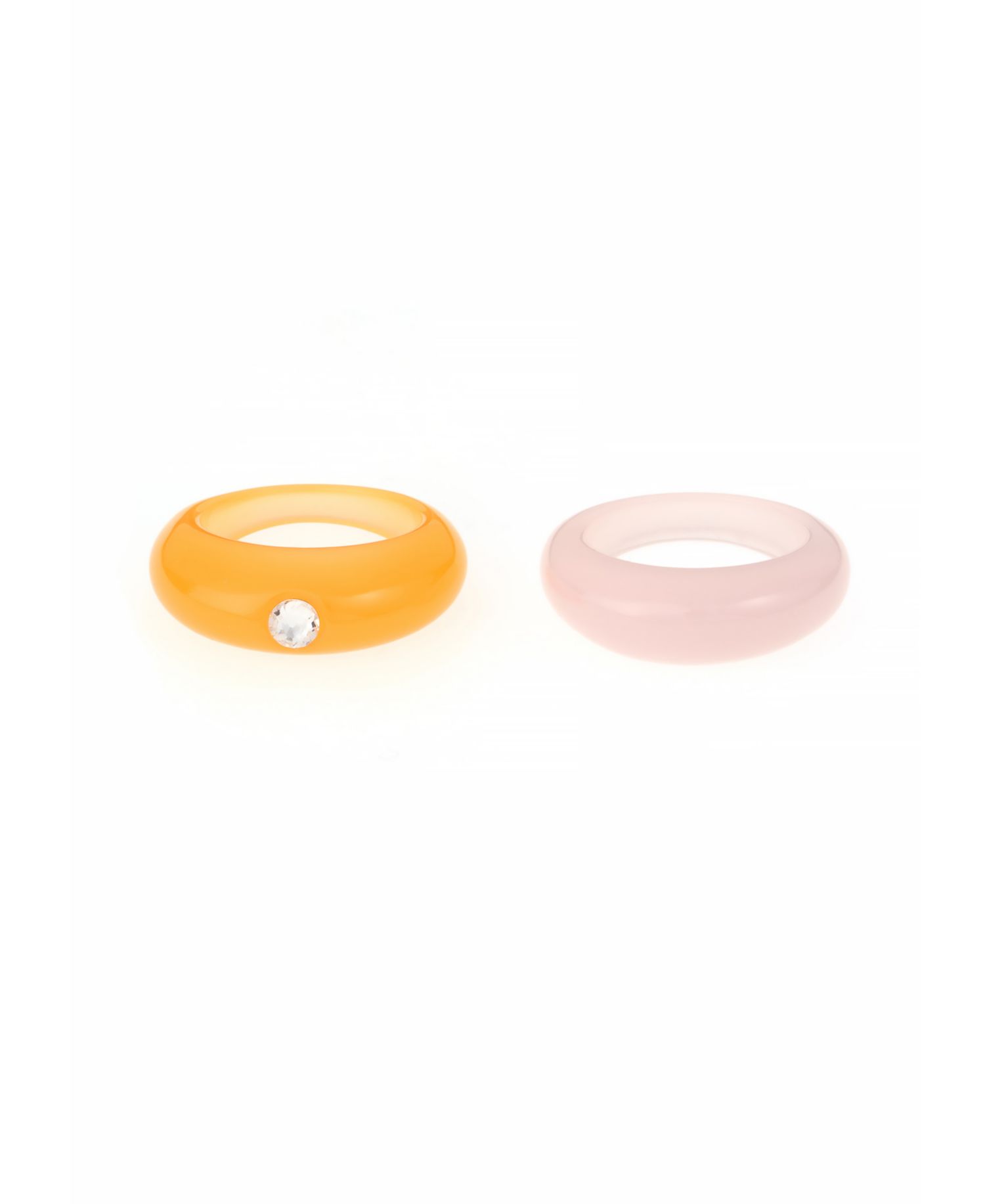 Orange and Pink Resin Ring Set