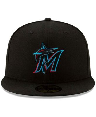 Men's Miami Marlins Black On-Field Authentic Collection 59FIFTY Fitted Hat