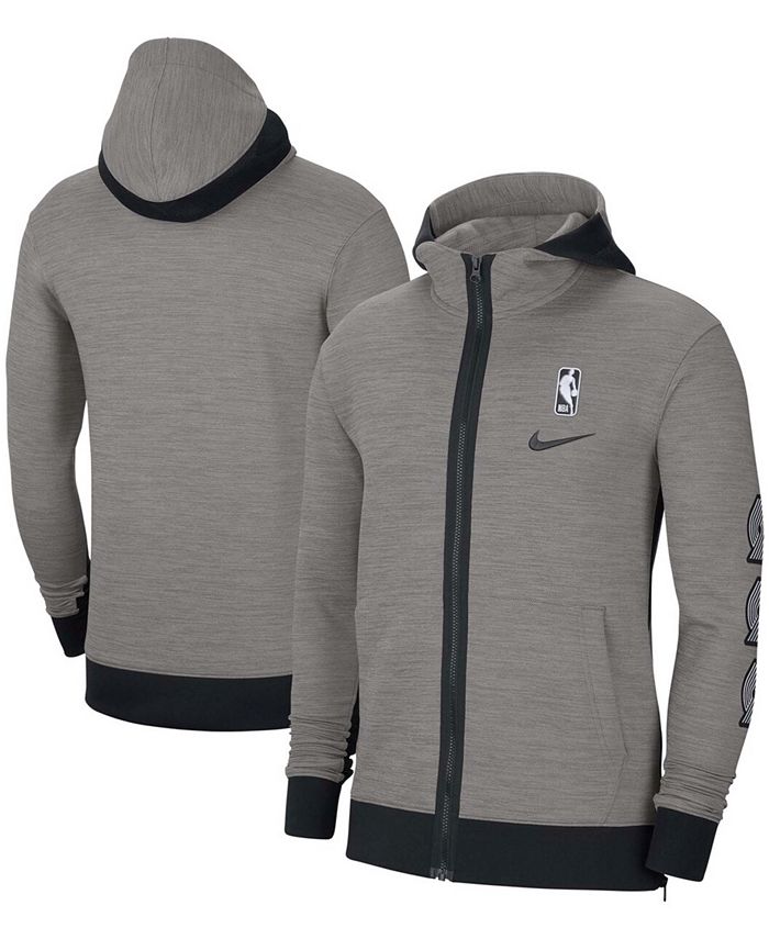 Nike Men's Heathered Charcoal Portland Trail Blazers Authentic Showtime Performance Full-Zip Jacket - Macy's