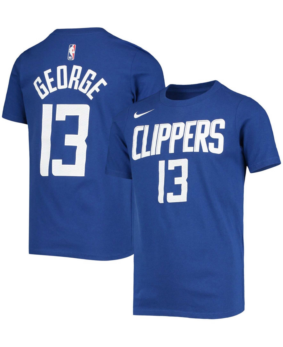 Big Boys and Girls Paul GeorgeLa Clippers Logo Name and Number Performance T-shirt - Royal