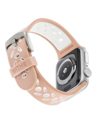 Pink and White Silicone Sport Band designed for Apple Watch&reg; 42mm (Series 10) & 38/40/41mm 
