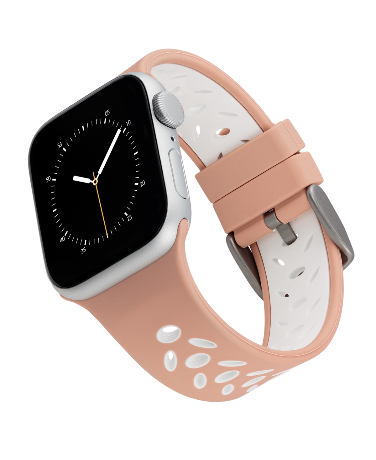 Pink and White Silicone Sport Band designed for Apple Watch 42mm (Series 10) & 38/40/41mm - Pink, White