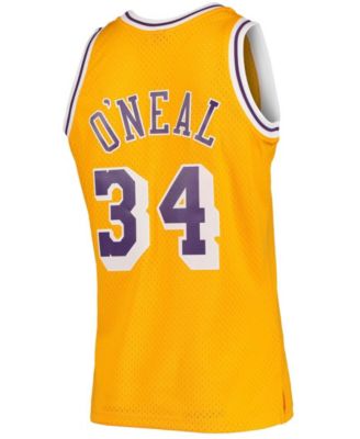Men's Shaquille O'Neal Gold-Tone Los Angeles Lakers Hardwood Classics 1996-97 Swingman Jersey