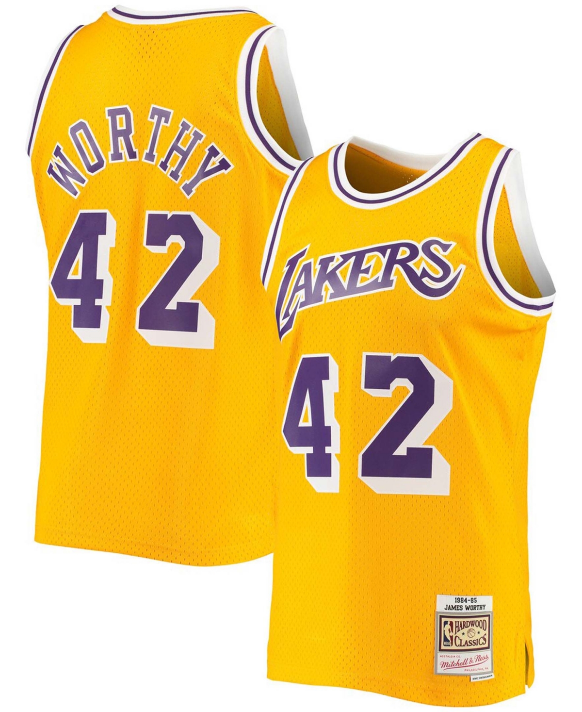 Men's James WorthyLos Angeles Lakers 1984-85 Hardwood Classics Swingman Jersey - Gold