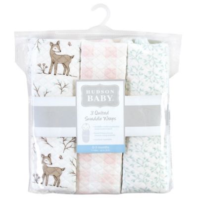 Quilted Cotton Swaddle Wrap 3pk