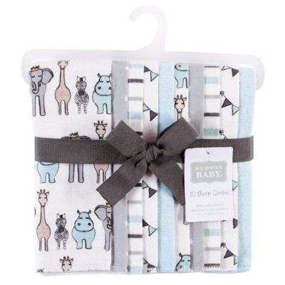 Boys Soft Flannel 10-Pack Absorbent Burp Cloths