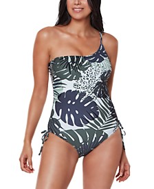 Moody Tropics Printed One-Shoulder Swimsuit, Created for Macy's