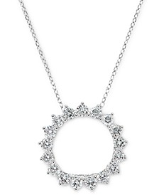 Diamond Circle Pendant Necklace (3/4 ct. t.w.) in 14k White Gold, 16" + 2" extender