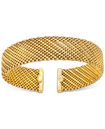 Italian Gold - Mesh-Look Wide Bangle Bracelet in 14k Gold-Plated Sterling Silver
