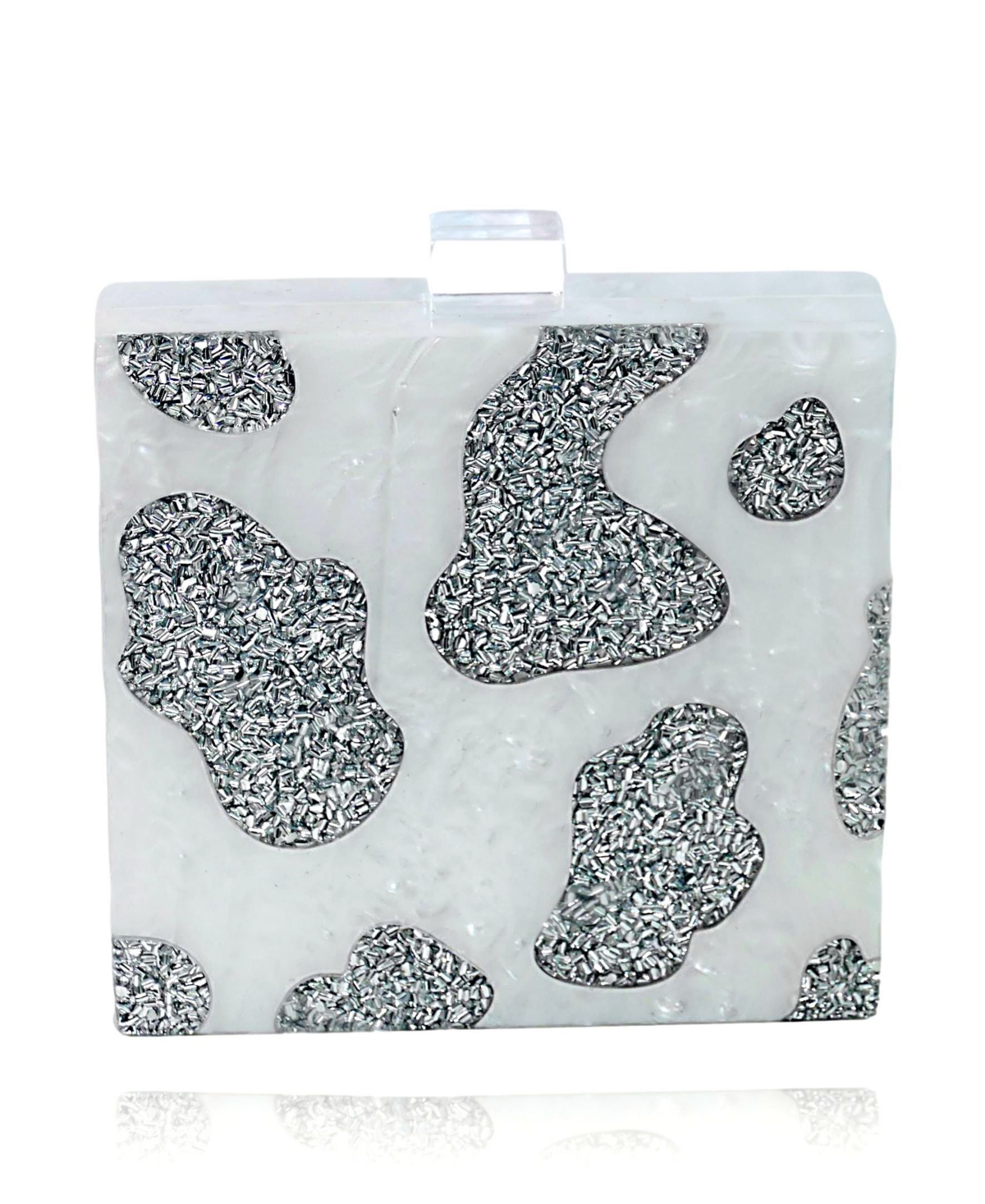 Women's Glitter Box Clutch Bag - White