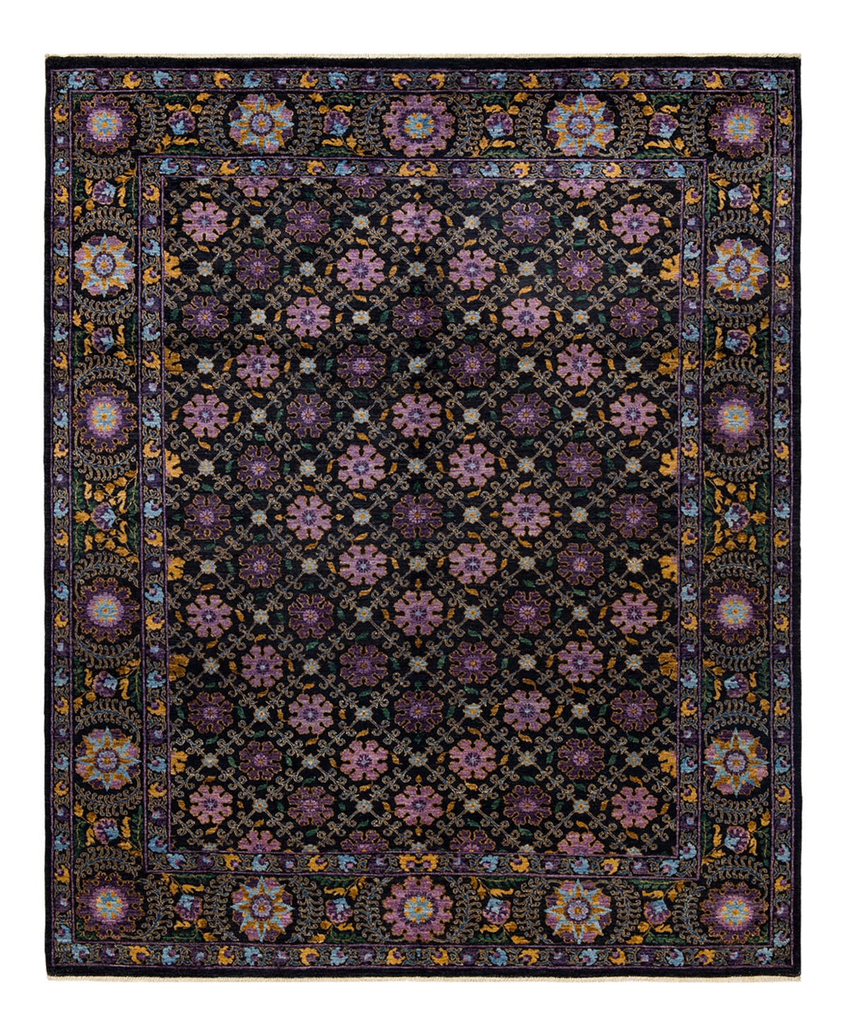 Adorn Hand Woven Rugs Suzani M1647 8'2in x 10'2in Area Rug - Black
