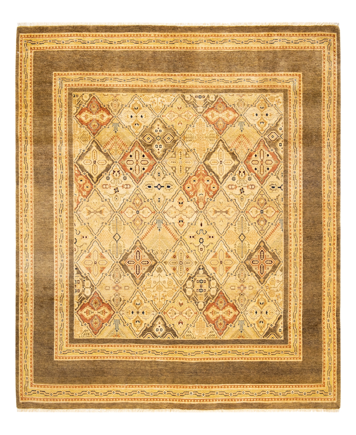Closeout! Adorn Hand Woven Rugs Eclectic M1457 8'1in x 8'4in Square Area Rug - Green
