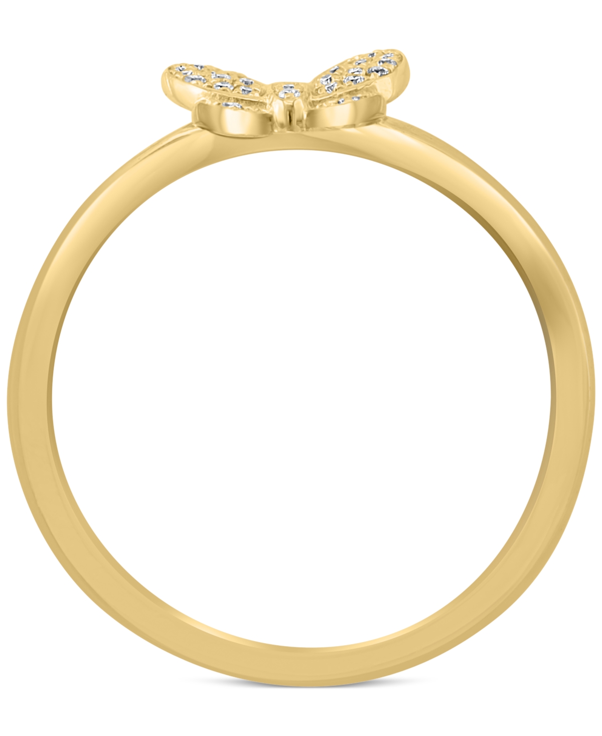 Effy Diamond Butterfly Ring (1/10 ct. t.w.) in Sterling Silver or 14k Gold-Plated Sterling Silver - Gold-Plated Sterling Silver