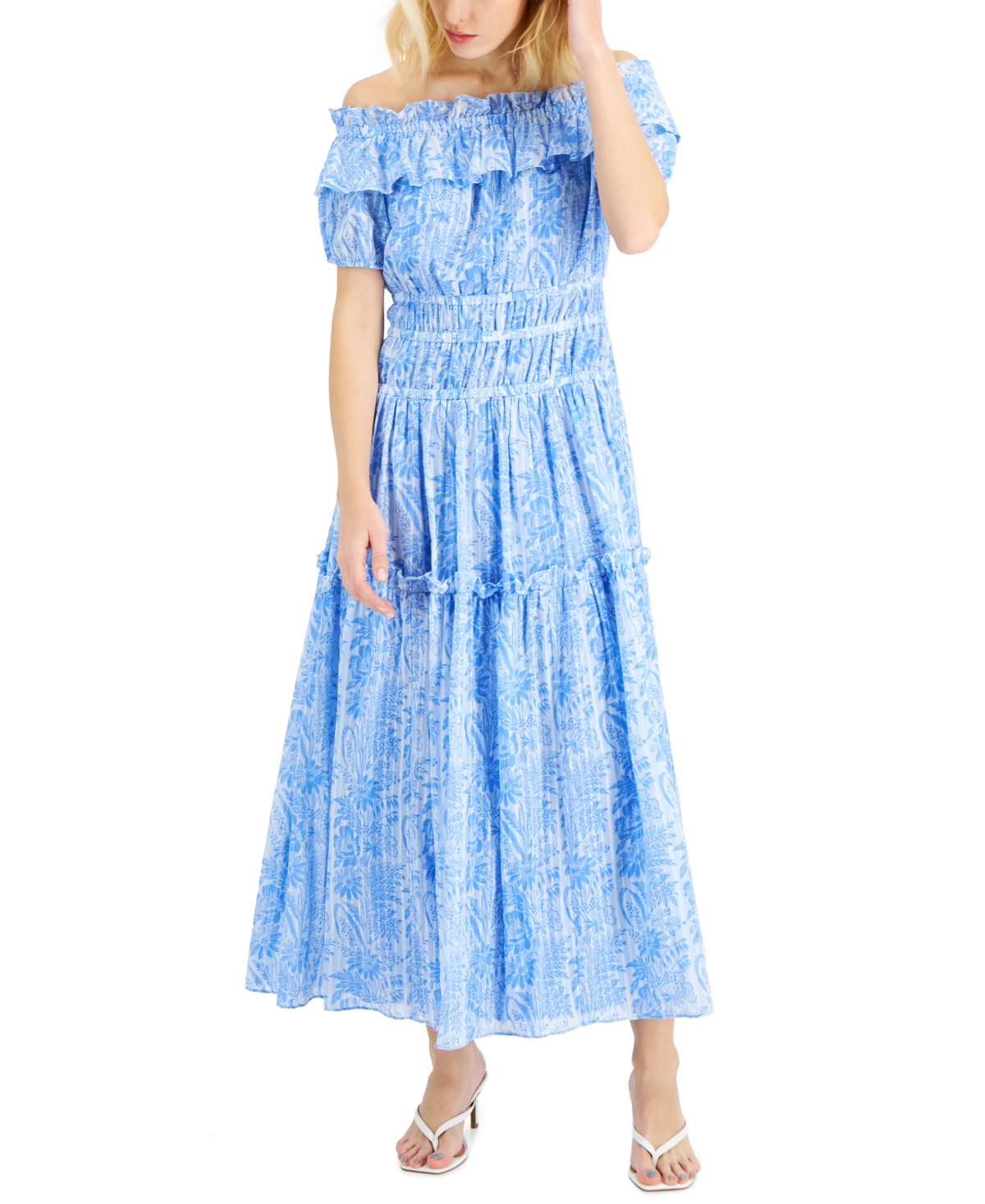 INC International Concepts Cotton Off The Shoulder Maxi Dress
