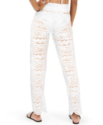 Juniors' Scallop Hem Pants with Tassel Tie