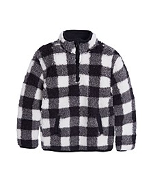 Little Boys Checkered Quarter-zip Sherpa Pullover