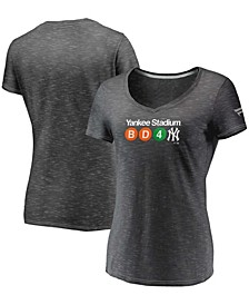 Women's Charcoal New York Yankees Subway Space-Dye V-Neck T-shirt