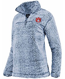 Women's Navy Auburn Tigers Sherpa Super Soft Quarter Zip Pullover Jacket