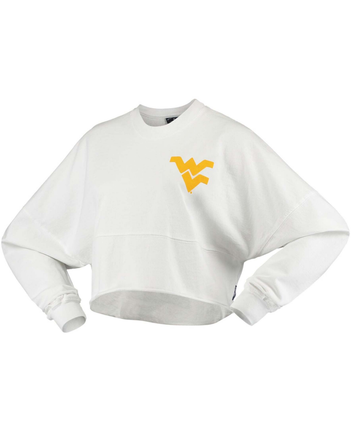 Women'sWest Virginia Mountaineers Raw Hem Cropped Long Sleeve T-shirt - White