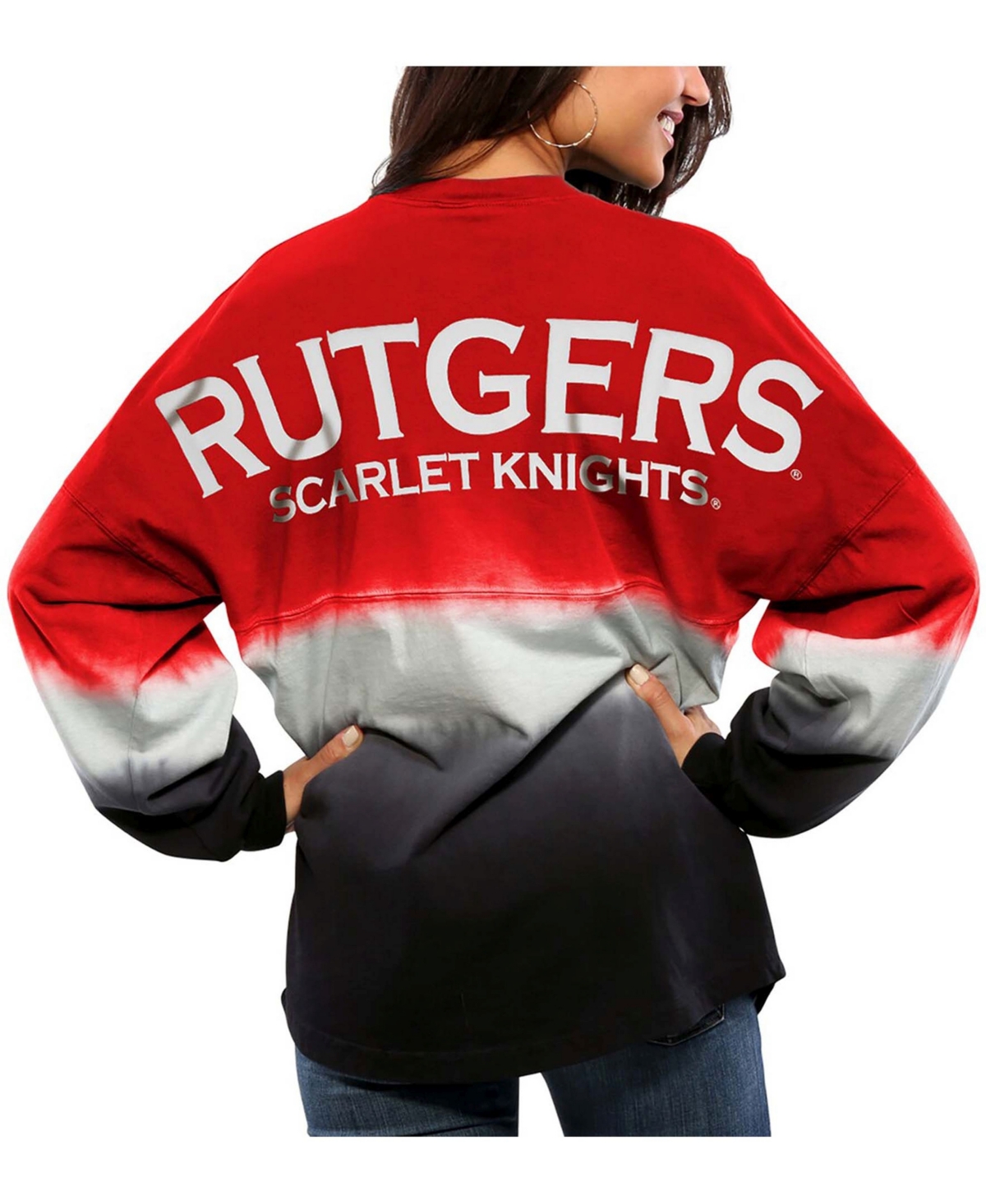 Women'sRutgersKnights Ombre Long Sleeve Dip-Dyed - Scarlet