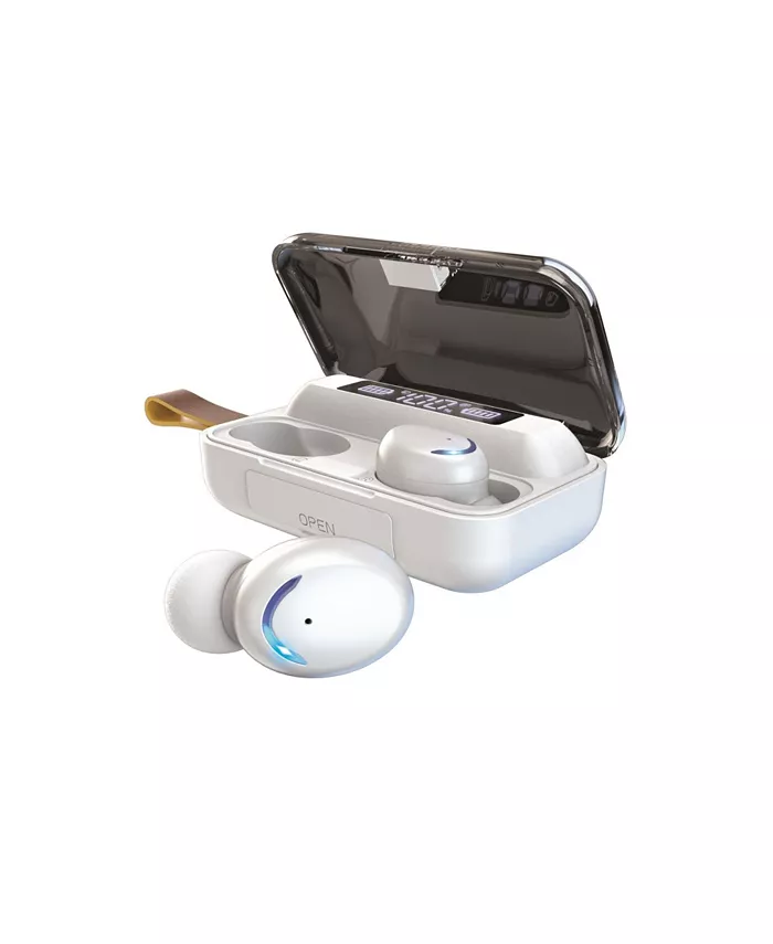 Brookstone Touch Power True Wireless Earbuds & Smart Power Bank Case (White / Black)