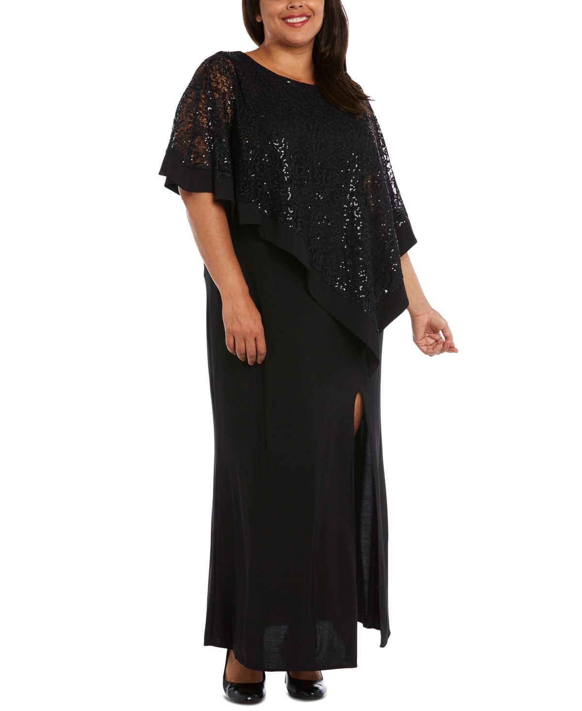 R & M Richards Plus Size Sequin-overlay Gown In Black | ModeSens