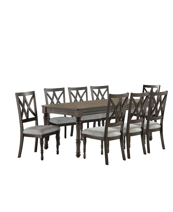 Furniture - Linett 9-Pc Dining ( Table + 8 Side Chairs)