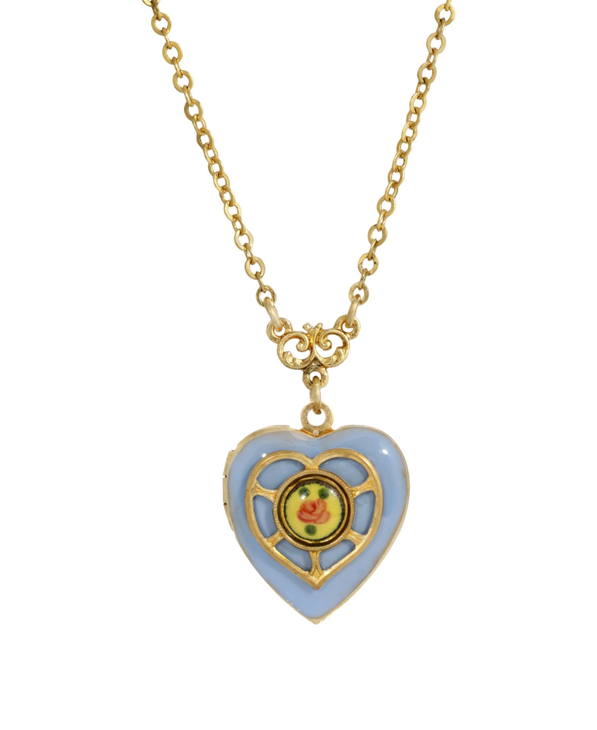 2028 Heart Locket Necklace In Blue