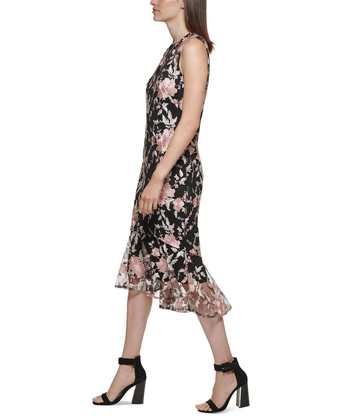 Calvin Klein FloralEmbroidered Overlay Dress Macy's