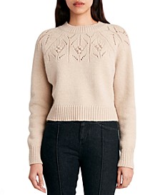 Pointelle-Knit Crewneck Sweater