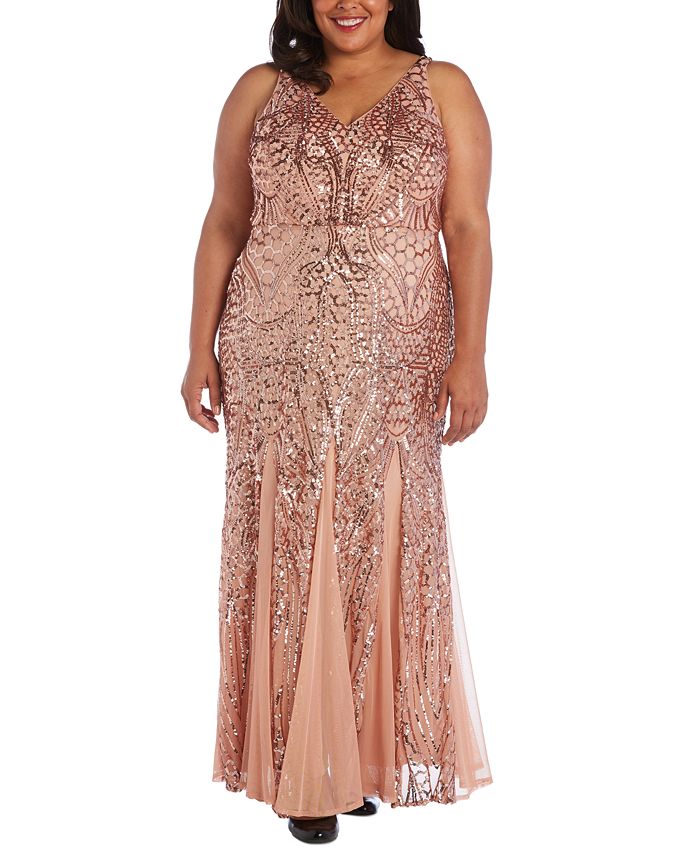 nightway plus size sequin flowy gown