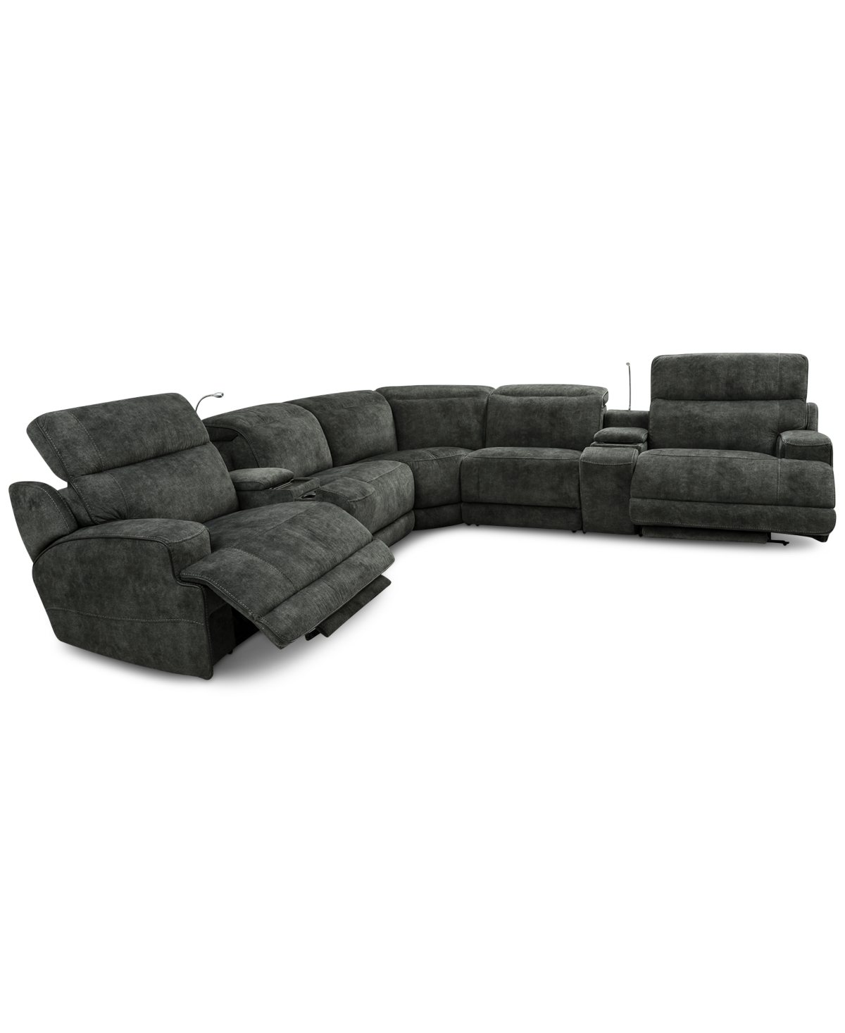 Sebaston -Pc. Fabric Sectional with 2 Power Motion Recliners and Usb Consoles